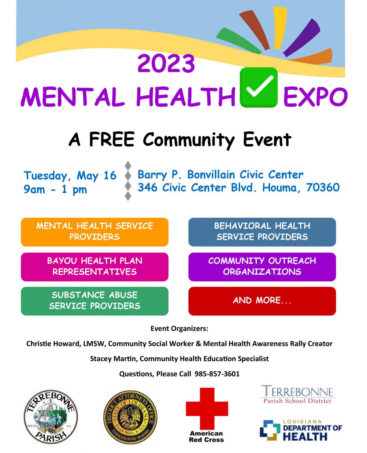 Mental Health Expo 2023 A Free Community Event Barry P. Bonvillain