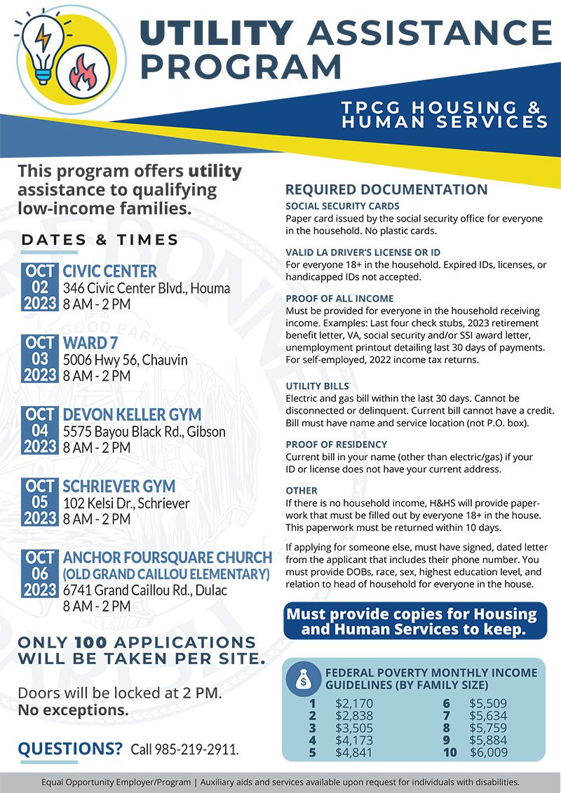 Apply For Liheap Utility And Water Assistance Program Barry P Bonvillain Civic Center 6746